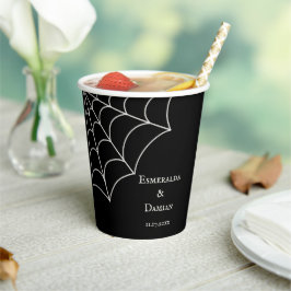 Spiderwebben Black and White Gothic Wedding Papieren Bekers