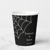 Spiderwebben Black and White Gothic Wedding Papieren Bekers (Achterkant)