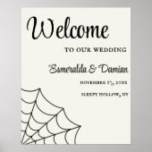 Spiderwebben Black and White Gothic Wedding Poster (Voorkant)