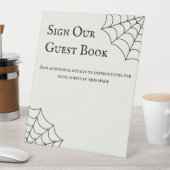 Spiderwebben Black and White Gothic Wedding Reclamebord Met Voetstuk (Insitu)
