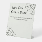 Spiderwebben Black and White Gothic Wedding Reclamebord Met Voetstuk (Voorkant)