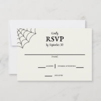 Spiderwebben Black and White Gothic Wedding RSVP