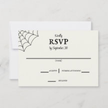 Spiderwebben Black and White Gothic Wedding RSVP
