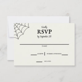 Spiderwebben Black and White Gothic Wedding RSVP
