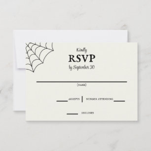 Spiderwebben Black and White Gothic Wedding RSVP