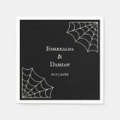 Spiderwebben Black and White Gothic Wedding Servet (Voorkant)