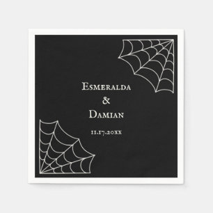 Spiderwebben Black and White Gothic Wedding Servet