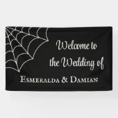 Spiderwebben Black and White Gothic Wedding Spandoek (Horizontaal)