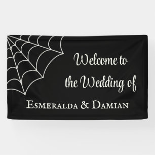 Spiderwebben Black and White Gothic Wedding Spandoek