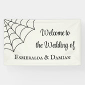 Spiderwebben Black and White Gothic Wedding Spandoek (Horizontaal)