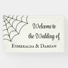 Spiderwebben Black and White Gothic Wedding Spandoek