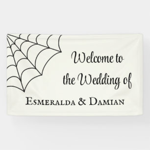 Spiderwebben Black and White Gothic Wedding Spandoek