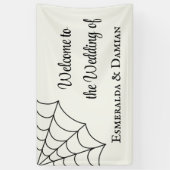 Spiderwebben Black and White Gothic Wedding Spandoek (Verticaal)