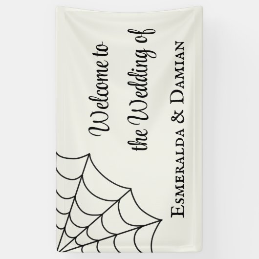 Spiderwebben Black and White Gothic Wedding Spandoek (Verticaal)