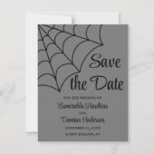 Spiderwebben Black en Grey Gothic Save the Date Kaart (Voorkant)