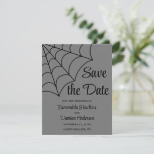 Spiderwebben Black en Grey Gothic Save the Date Kaart