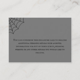 Spiderwebben Black en Grey Gothic Wedding Informatiekaartje