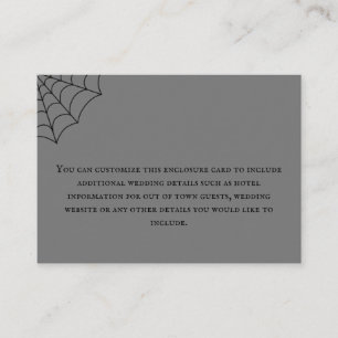 Spiderwebben Black en Grey Gothic Wedding Informatiekaartje