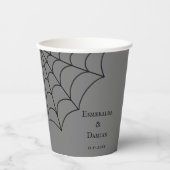 Spiderwebben Black en Grey Gothic Wedding Papieren Bekers (Voorkant)
