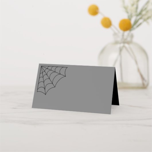 Spiderwebben Black en Grey Gothic Wedding Plaatskaartje (Voorkant)
