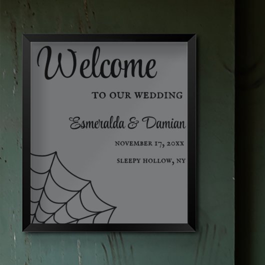 Spiderwebben Black en Grey Gothic Wedding Poster