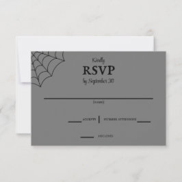 Spiderwebben Black en Grey Gothic Wedding RSVP