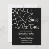 Spiderwebben Black en White Gothic Save the Date Kaart (Voorkant)