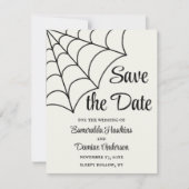 Spiderwebben Black en White Gothic Save the Date Kaart (Voorkant)