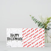 Spiderwebben en Happy Halloween Creepy-tekst Feestdagenkaart (Staand voorkant)