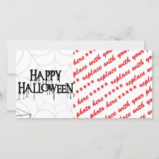 Spiderwebben en Happy Halloween Creepy-tekst Feestdagenkaart (Voorkant)