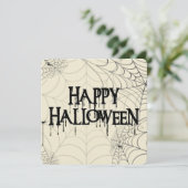 Spiderwebben en Happy Halloween Creepy-tekst Kaart (Staand voorkant)