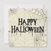 Spiderwebben en Happy Halloween Creepy-tekst Kaart (Voorkant)