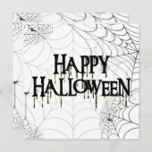 Spiderwebben en Happy Halloween Creepy-tekst Kaart (Voorkant / Achterkant)