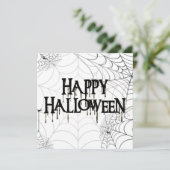 Spiderwebben en Happy Halloween Creepy-tekst Kaart (Staand voorkant)