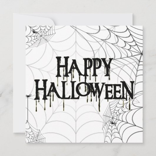 Spiderwebben en Happy Halloween Creepy-tekst Kaart (Voorkant)