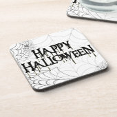 Spiderwebben en Happy Halloween Creepy-tekst Onderzetter (Linkerzijde)