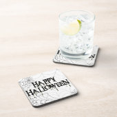 Spiderwebben en Happy Halloween Creepy-tekst Onderzetter (Rechterzijde)
