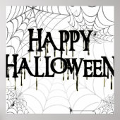 Spiderwebben en Happy Halloween Creepy-tekst Poster (Voorkant)