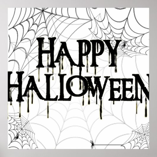Spiderwebben en Happy Halloween Creepy-tekst Poster (Voorkant)
