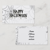 Spiderwebben en Happy Halloween Creepy-tekst Visitekaartje (Voorkant / Achterkant)