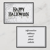 Spiderwebben en Happy Halloween Creepy-tekst Visitekaartje (Voorkant / Achterkant)