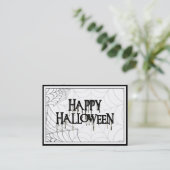 Spiderwebben en Happy Halloween Creepy-tekst Visitekaartje (Staand voorkant)