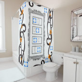 spiegel abstracte patronen douche gordijn wit (In situ)