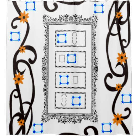 spiegel abstracte patronen douche gordijn wit (Voorkant)