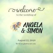 Spiegel bruiloft welkom teken. Personaliseren. Raamsticker (Vel 3)