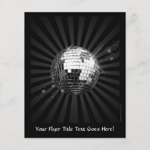 Spiegel Disco Bal op Zwart Flyer