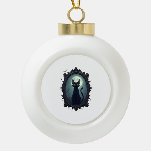 Spiegel met Geest Cat Keramische Bal Ornament (Voorkant)