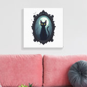 Spiegel met Spookkat Canvas Afdruk (Insitu (Woonkamer))