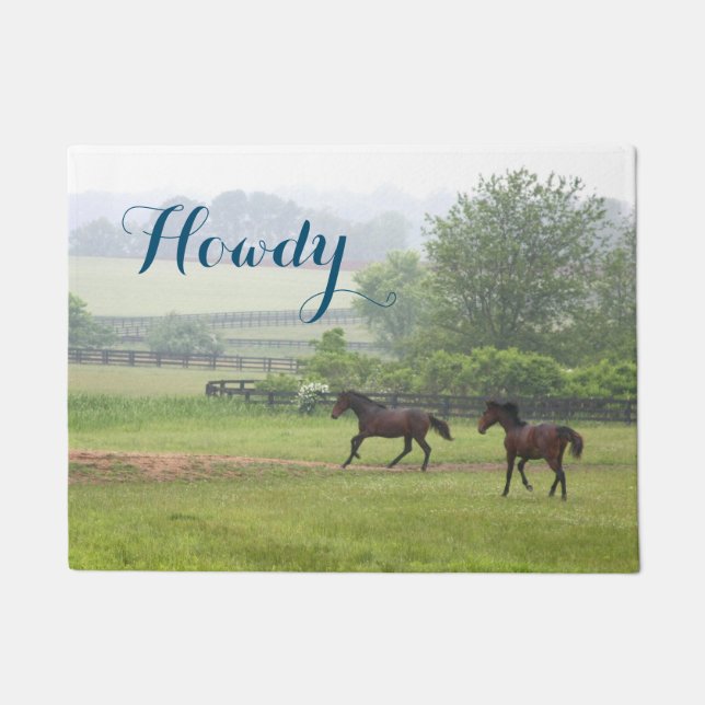 Spiegeland Paarden hardlopen Howdy Doormat Deurmat (Voorkant)