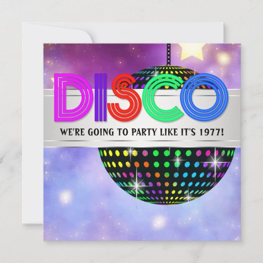 Spiegelbal Disco Feest Uitnodigingen (Voorkant)